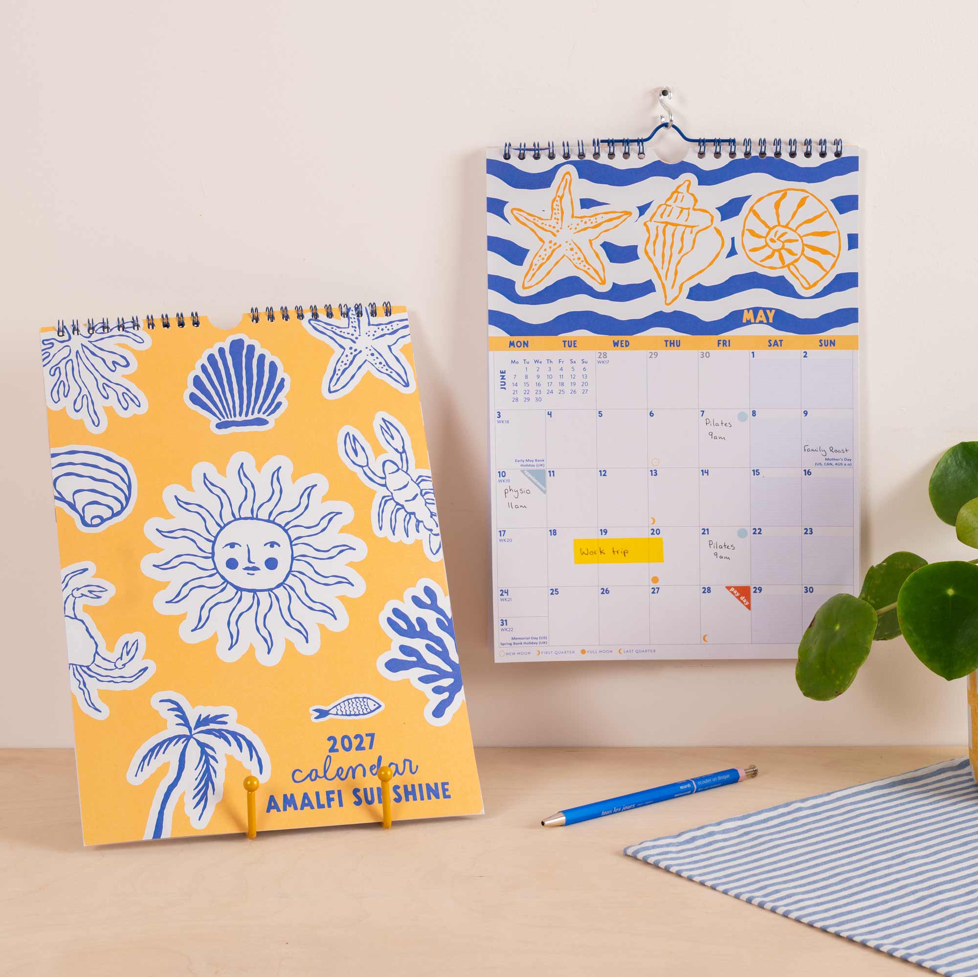 2027 Amalfi Sunshine A4 Wall Calendar, month to view, Monday start