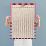 2027 Checks & Stripes Wall Planner, portrait year-at-a-glance layout