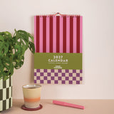 2027 Checks & Stripes A4 Wall Calendar, Sunday start, month to view