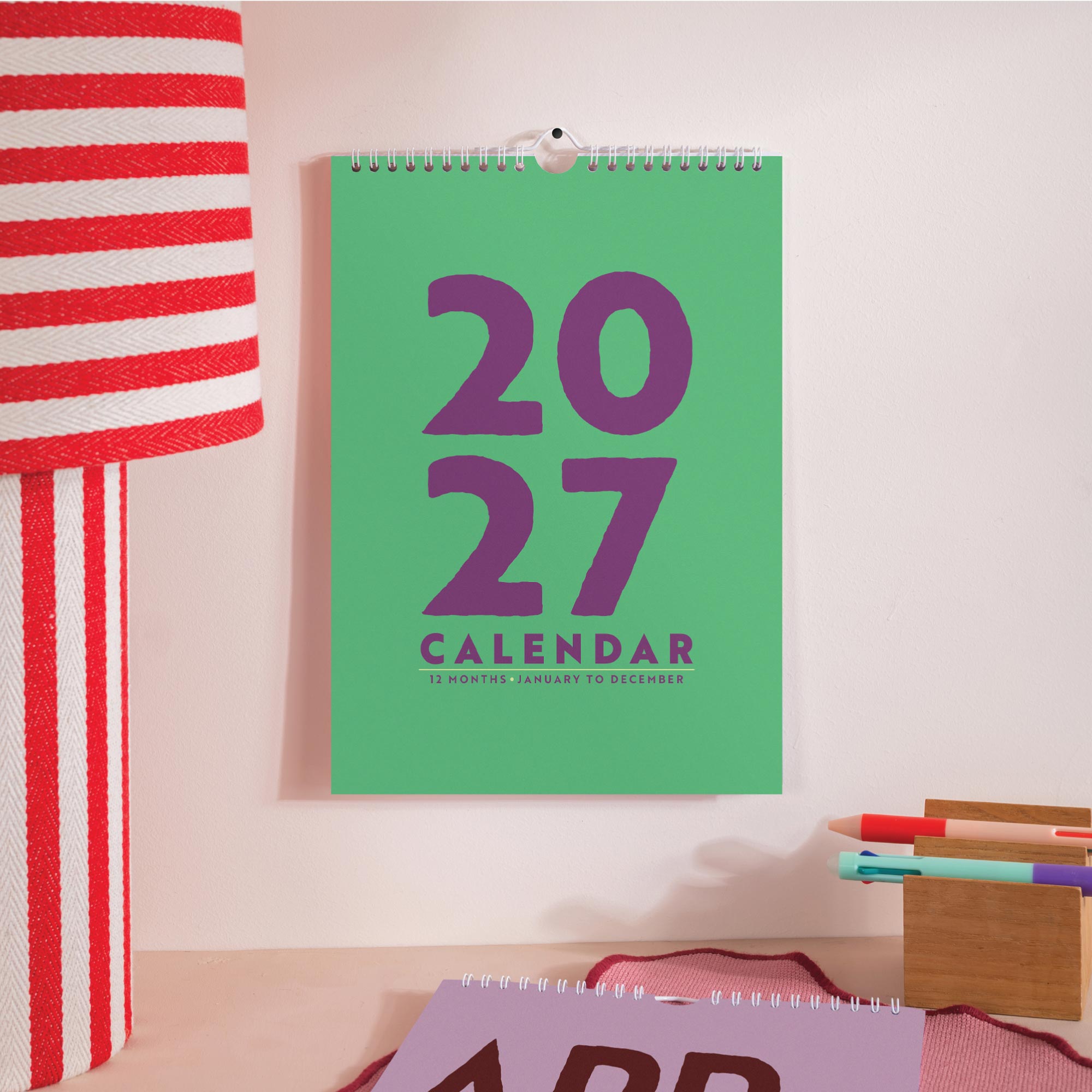 2027 Colourburst A4 Wall Calendar, Sunday start, month to view