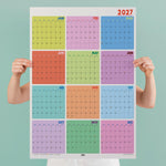 2027 A1 Colourburst Monthly Grid Wall Planner, portrait dedicated month-to-view grid