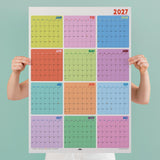 2027 A1 Colourburst Monthly Grid Wall Planner, portrait dedicated month-to-view grid