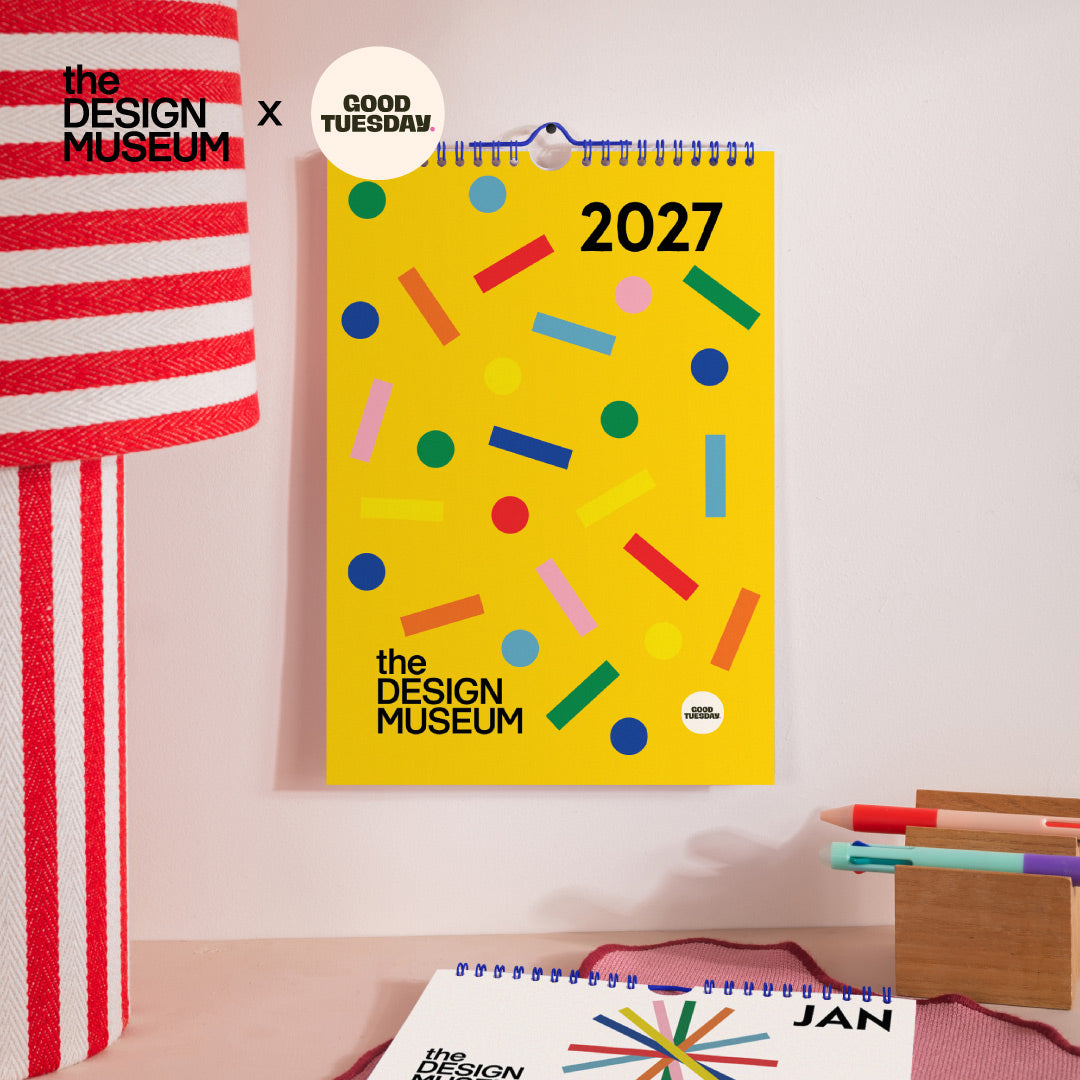 2027 Design Museum Calendar, Dots & Grids, A4, blue wireo binding