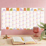 Compact Geometric Citrus Splash 2027 Wall Planner. B Corp. Landscape. 