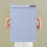 2027 Glacier Blue wall planner, portrait format by Good Tuesday