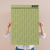Large A1 Matcha 2027 Wall Calendar. B Corp. Portrait.