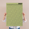Large A1 Matcha 2027 Wall Calendar. B Corp. Portrait.