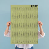 Large A1 Matcha 2027 Wall Calendar. B Corp. Portrait.