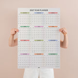 Large A1 Pastel Monthly Grid 2027 Wall Calendar. B Corp. Portrait.