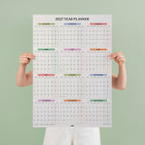 Large A1 Pastel Monthly Grid 2027 Wall Calendar. B Corp. Portrait.
