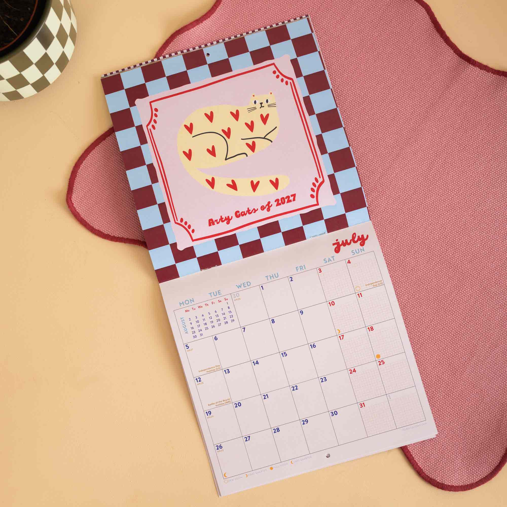2027 Cat Life wall calendar, 21 x 21cm compact calendar by Good Tuesday