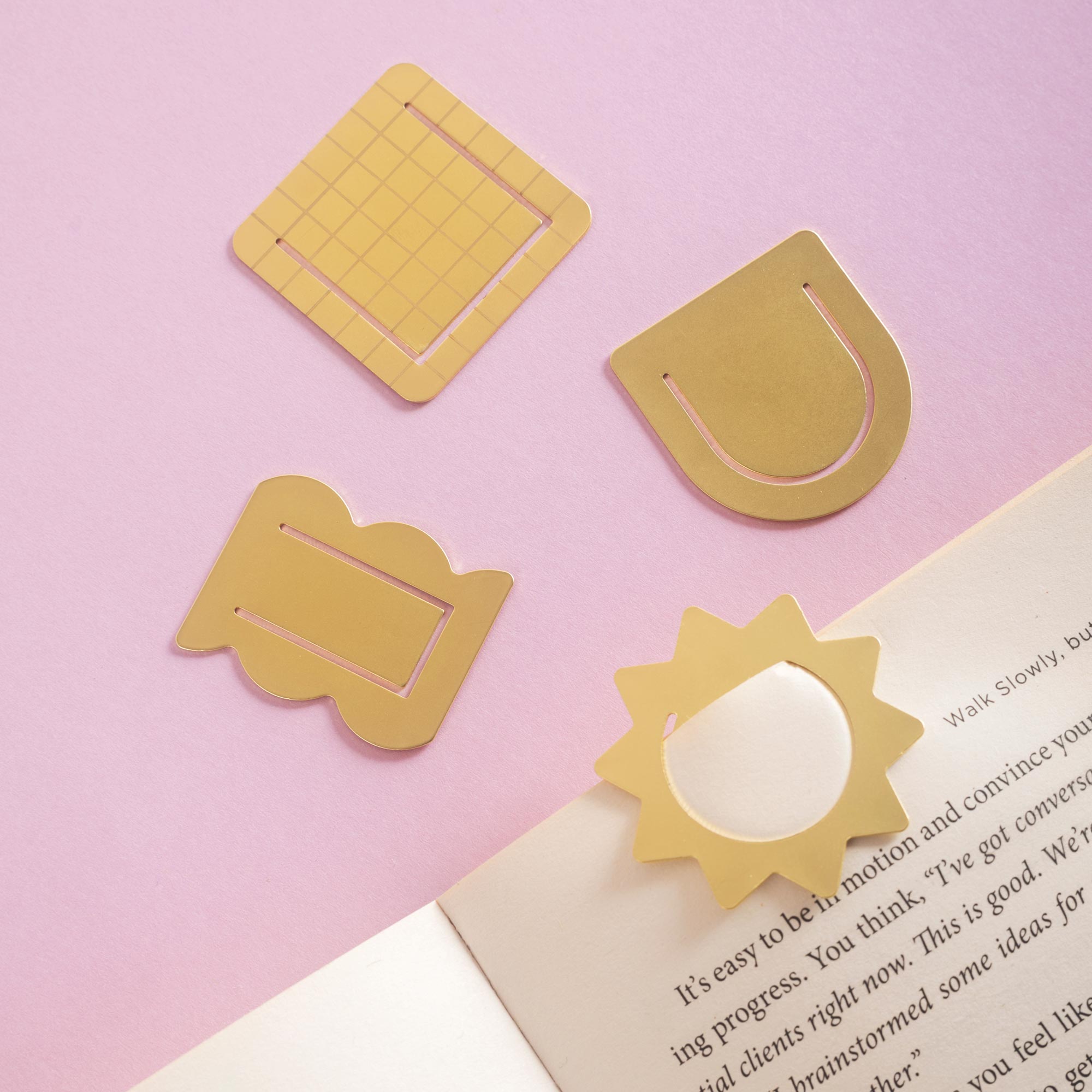 Gold metal 3 in 1 paperclips, multi-use, bookmarks