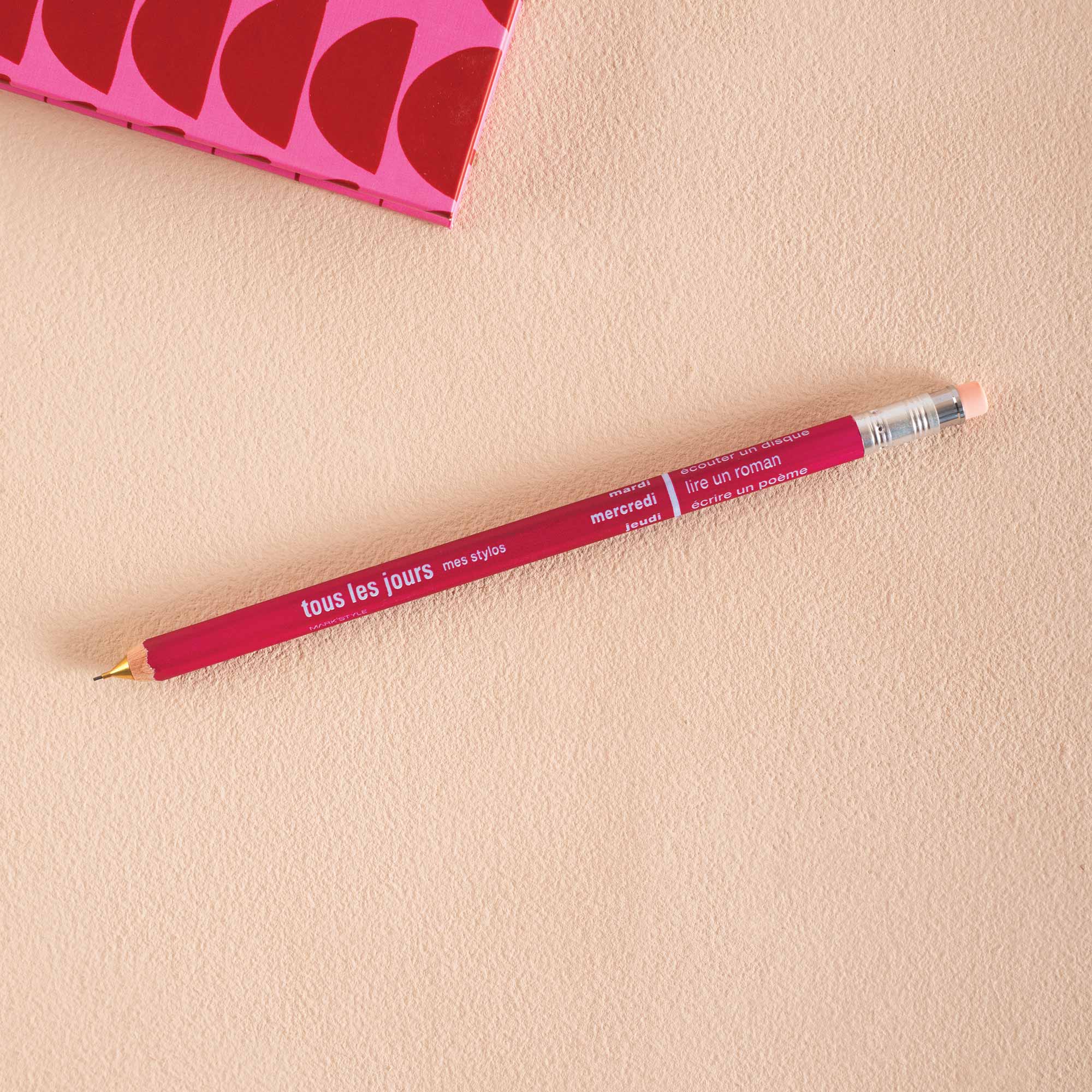 Mechanical pencil in wine red, tous les jours french days of the week