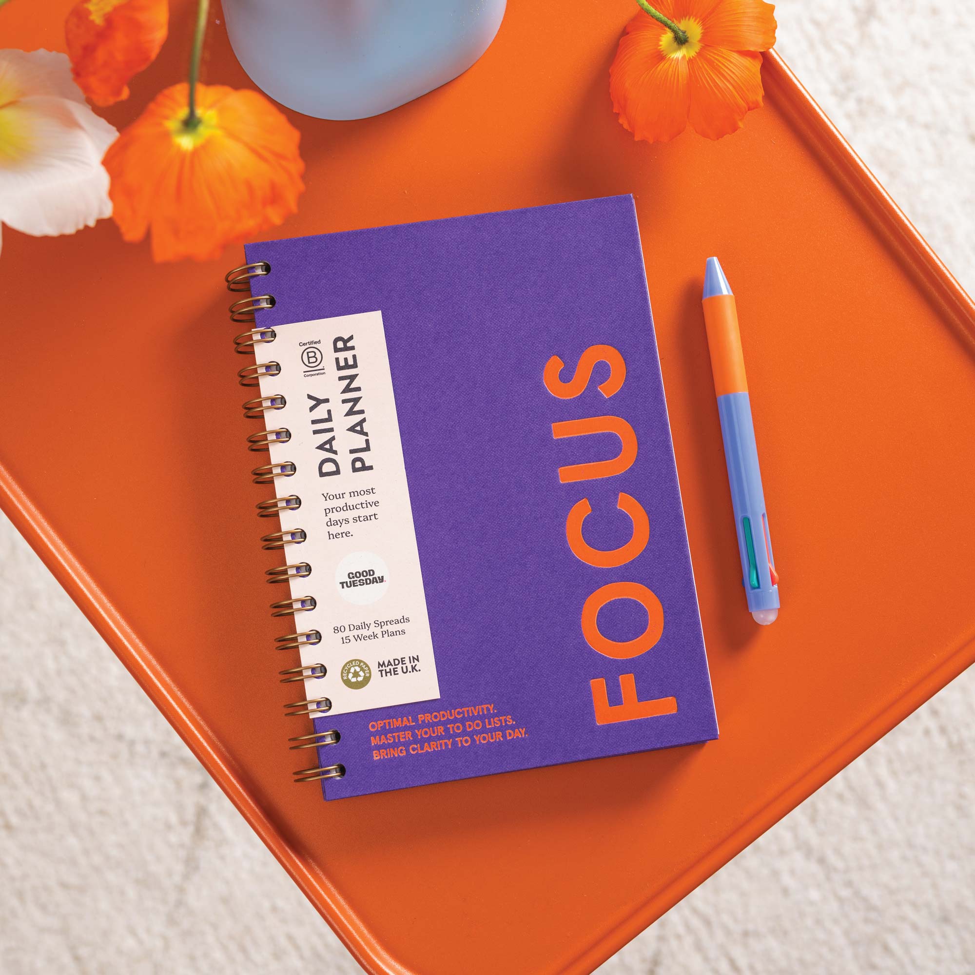 Undated purple daily productivity planner by Good Tuesday