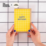 Gridded Design Museum Birthday Card, A6, yellow simplistic grid design