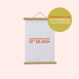 Magnetic Oak Wall Planner Hanger | 12" / 30.5 cm | Medium (A3)