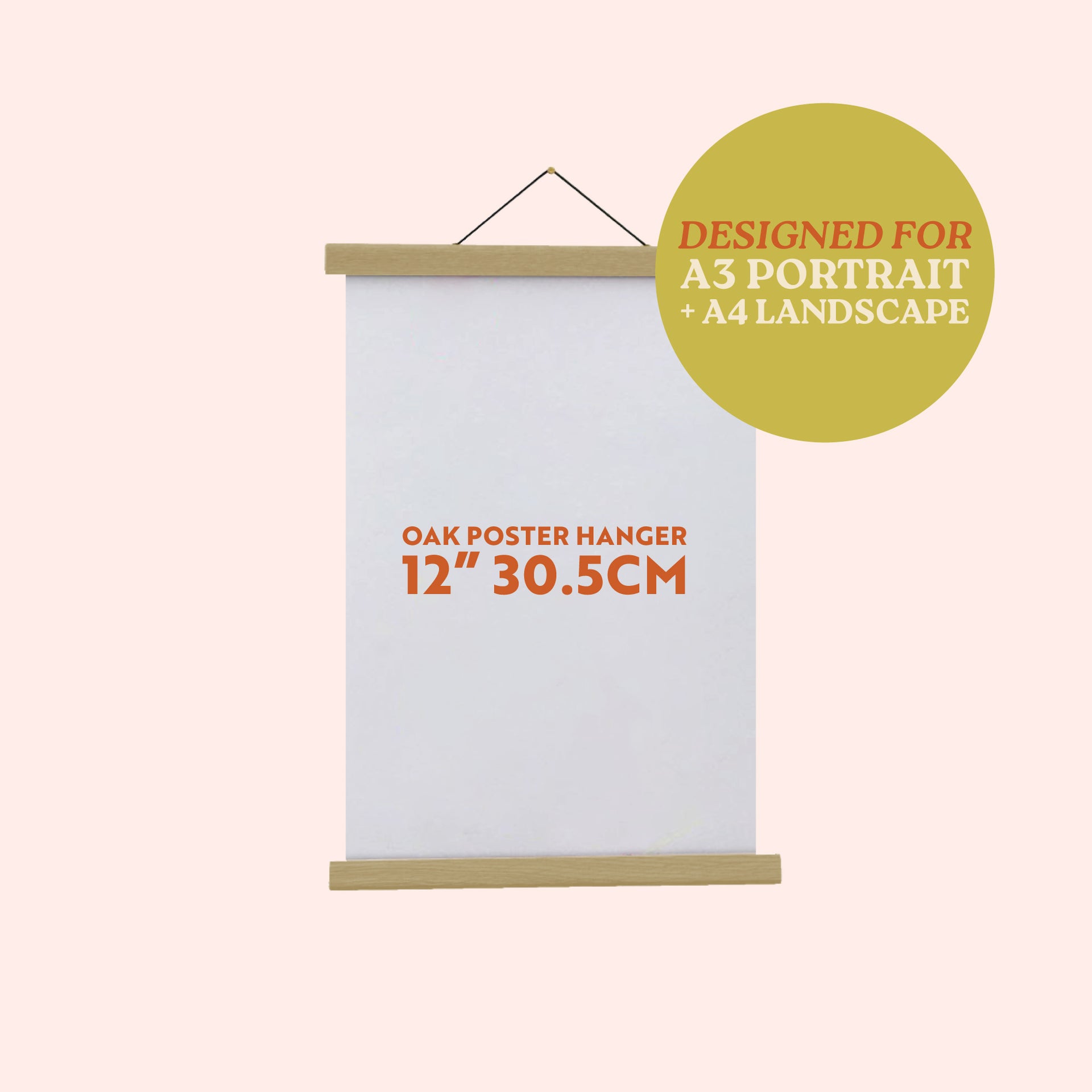 Magnetic Oak Wall Planner Hanger 12" 30.5 cm Medium