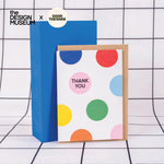 Polka Design Museum Thank You Card, A6, primary-coloured polka dots