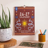 2026–2027 A4 academic year calendar in Desert Dreams design hanging on wall