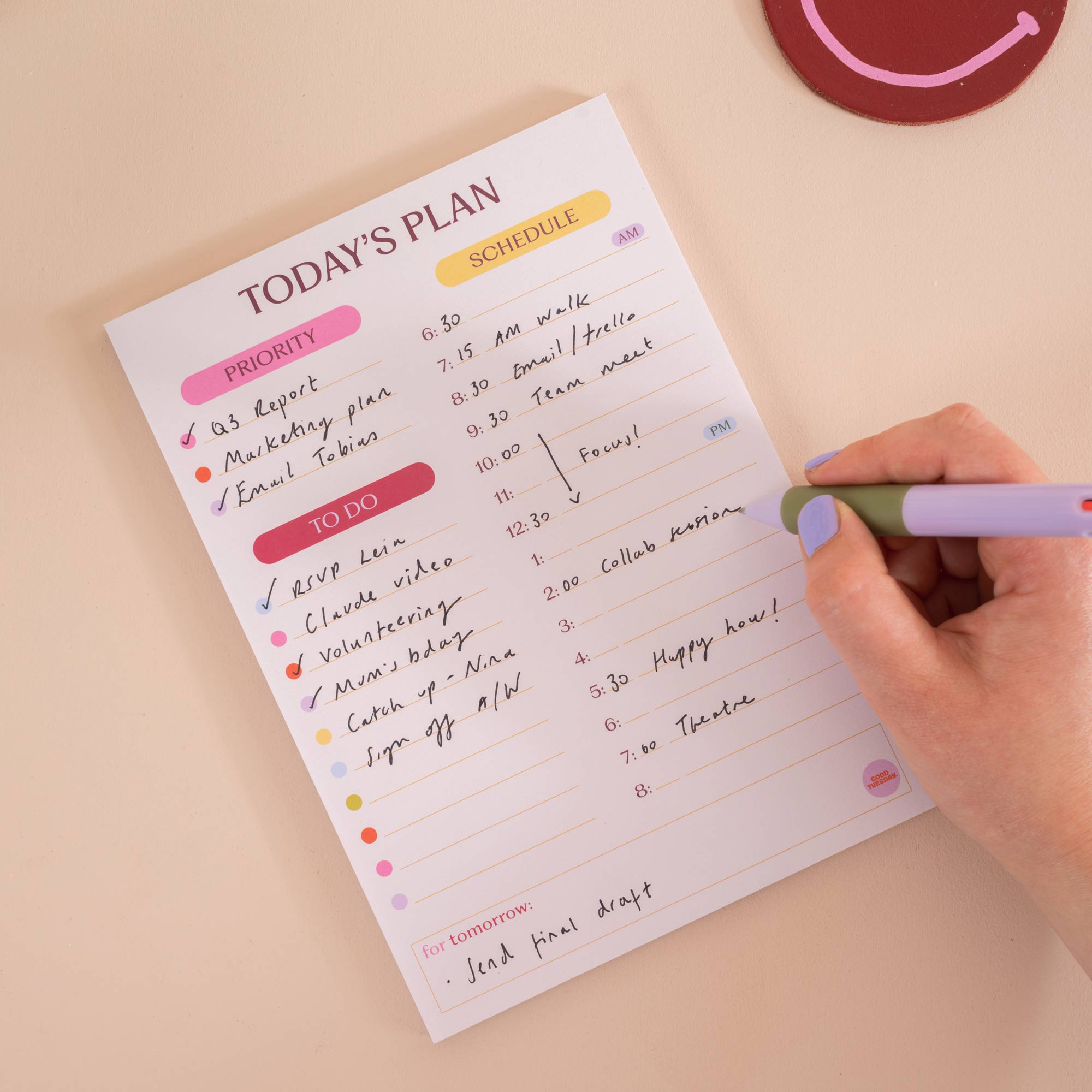 A5 Colour Theory Daily Planner Pad by Good Tuesday, colour-blocked daily planner pad