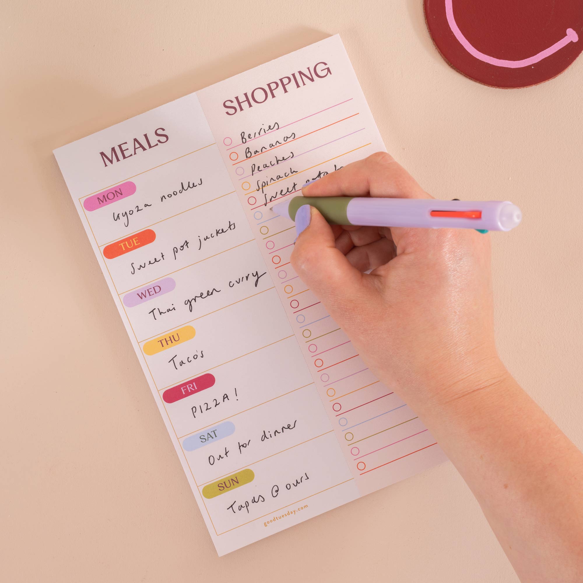A5 Meal Planner & Shopping List by Good Tuesday, Colour Theory colour-blocked design