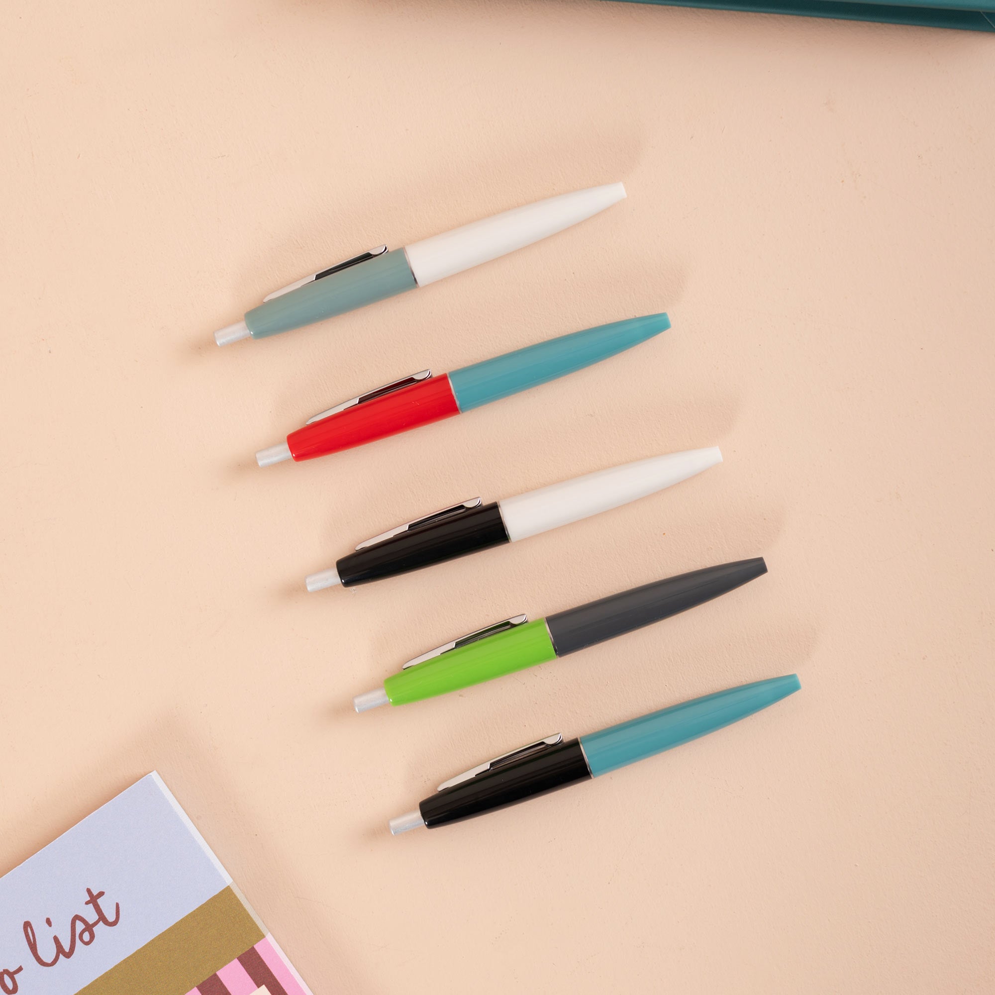 Kikkerland mini retro pens, pack of 5, two-tone colourways