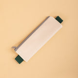 Kikkerland notebook pencil pouch in Cream, slim zip pouch for pens and pencils