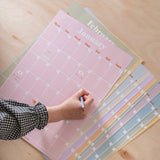Large Monthly Undated A3 Wall Planner | 12 Pages | Pastels