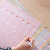 Large Monthly Undated A3 Wall Planner | 12 Pages | Pastels