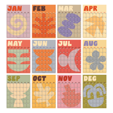 Large Monthly Undated A3 Wall Planner | 12 Pages | Earthy Shapes