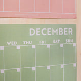 a peachy hues wall planner, 12 A3 pages hung together or separate, printed on 100% recycled paper in the UK