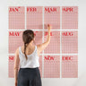 Large Monthly Undated A3 Wall Planner – 12 pink and red monthly pages