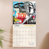 Inside of the Ben Allen Art 2026 calendar. Large monthly grid with week numbers, bank holidays, and lunar phases.
