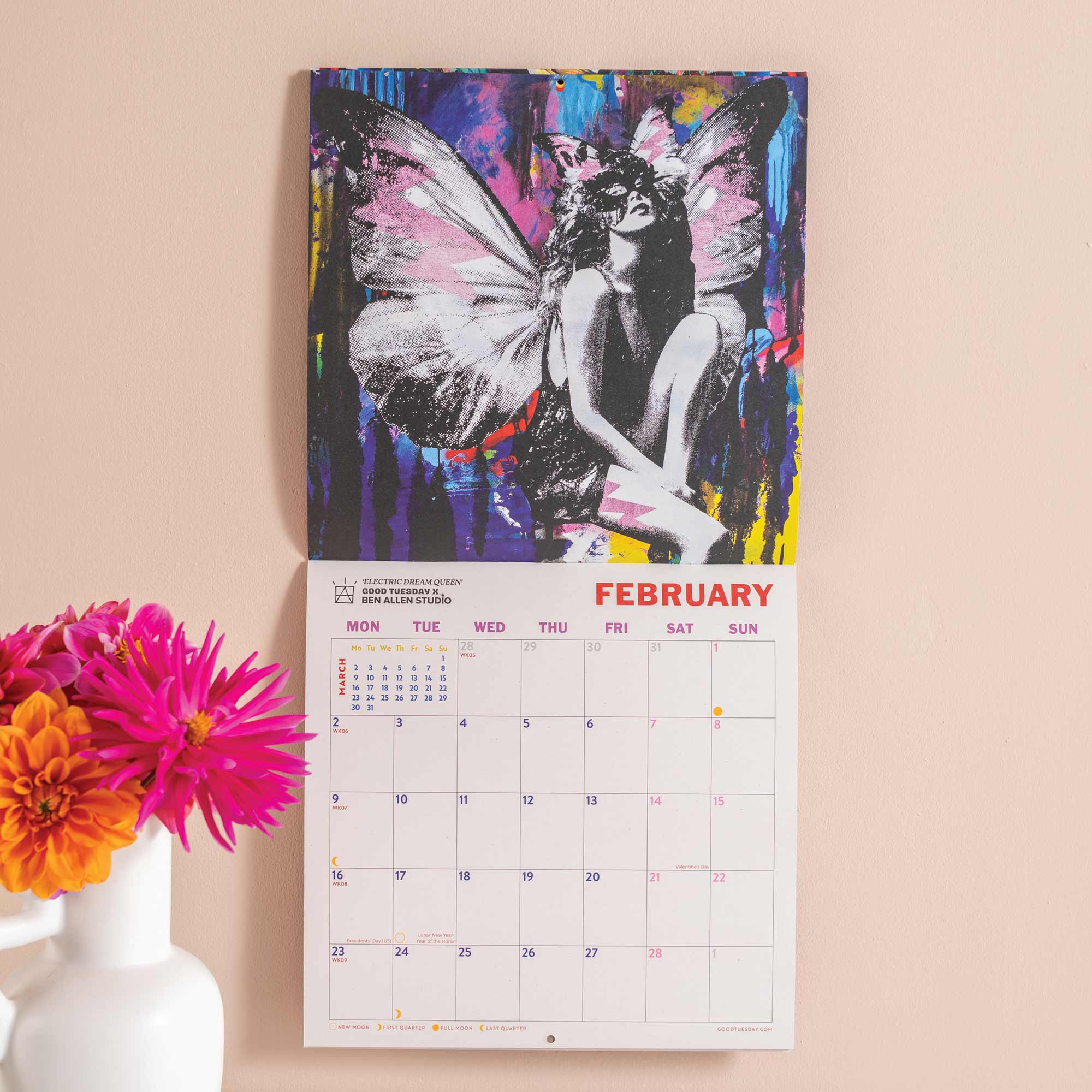 Good Tuesday 2026 calendar, in collaboration with Artist Ben Allen, bold, striking visuals 