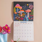 Wall calendar with bold colorful mushroom design 