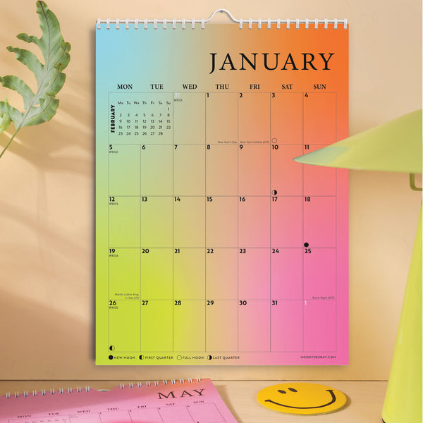 2026 Bright, Colourful, Vibrant Calendar Design. Art Calendar. 100% recycled paper. Made in the UK. 