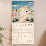 Inside of the Journey of Healing 2026 calendar. Large monthly grid with week numbers, bank holidays, and lunar phases.