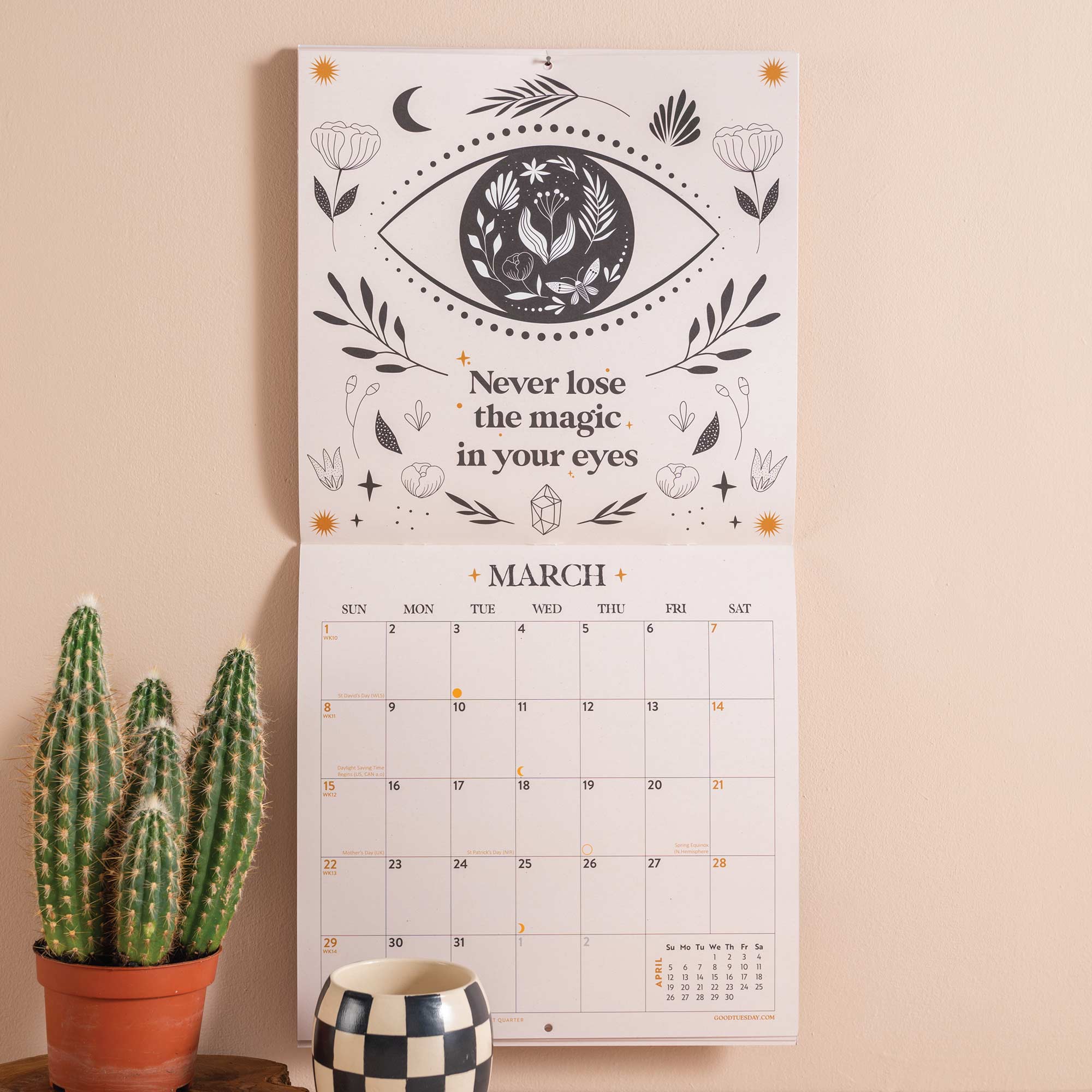 Good Tuesday 2026 calendar inspired by mystical creatures, astrology and magical symbolism, paired with inspiring quotes