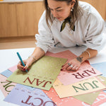 A3 undated monthly wall planner page with spacious date boxes and Monday start