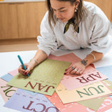 A3 undated monthly wall planner page with spacious date boxes and Monday start