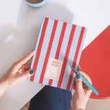 2027 Diary | A5 Hardcover Week to View | Red & Blue Stripe