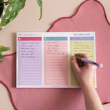 A4 triple list pad with three section layout for organising tasks and to do lists