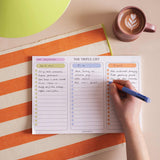 A4 list pad in La Dolce design styled on desk for organising tasks and projects