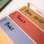 Close up of daily boxes on a reusable wipeable weekly acrylic planner