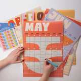 Large Monthly Undated A3 Wall Planner | 12 Pages | Earthy Shapes