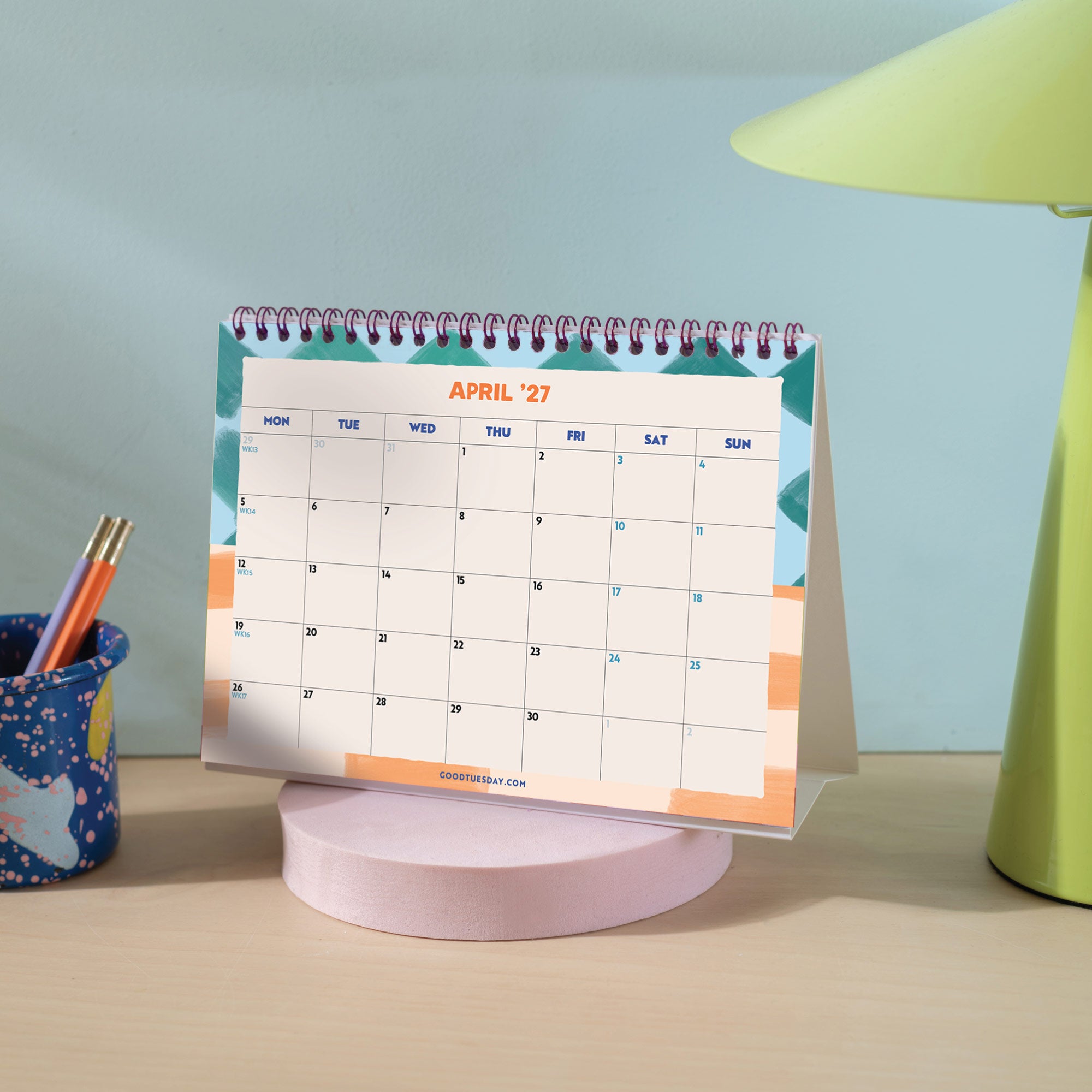 Month to view page of academic desk calendar with clear layout for planning deadlines