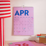 Monthly page of Colourburst A4 academic calendar with bright colourful layout