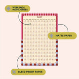 2027 Checks & Stripes Wall Planner, week numbers and moon phases included