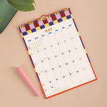 2027 Checks & Stripes A4 Calendar, moon phases and week numbers included
