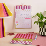 2027 Checks & Stripes A4 Calendar, month to view, clear date grid